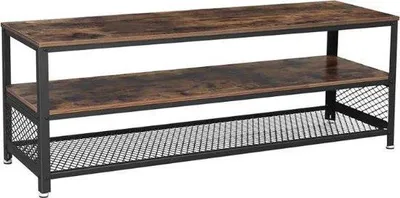 Zdjęcie produktu dla Stół industrialny do telewizora – drewniany – dekoracja do salonu – brązowy/czarny – 140x40x52 cm