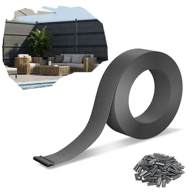 Produktbild von UISEBRT PVC Sichtschutzstreifen Zaunfolie Flechtstreifen Sichtschutzzaun Doppelstabmattenzaun Garten Balkon 35m Grau mit 50 Clips