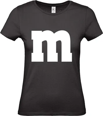 Produktbild von MM Shirt T-Shirt 100% Baumwolle M&M Damen Kostüm Verkleidung M und M Gruppen T-Shirt - Karneval Fasching JGA Festival Shirt Farbe wählen: schwarz Shirt Größe wählen: S