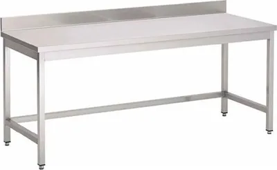 Image de Table de travail en acier inoxydable sans base, avec bord surélevé, 1300 (L) x 700 (P) x 880 (H) mm.