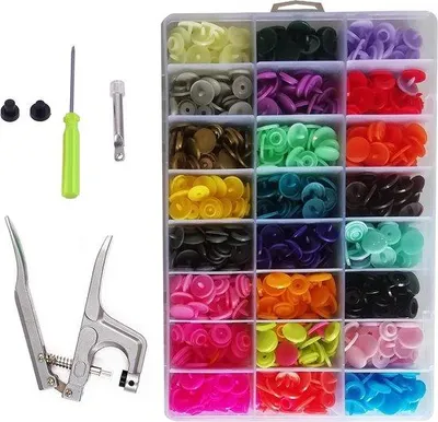Immagine prodotto di Set di bottoni a pressione in plastica, 24 colori, per il fai da te