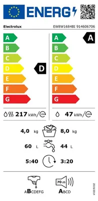 Produktbild von Electrolux EW8W1684BI, Frontlader, Integriert, Schwarz, Weiß, Links, Schwarz, Schwarz