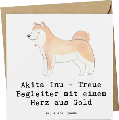 Produktbild von Mr. & Mrs. Panda Grußkarte Akita Inu Herz - Weiß - Geschenk, Hingabe Hund, elegante Hunde, Hundeliebhaber, anlasskarte, doppelkarte, intelligenter, Hunderasse, Klappkarte
