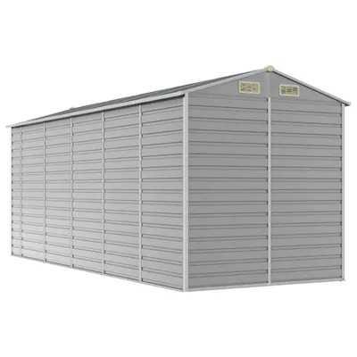 Zdjęcie produktu dla Domek ogrodowy jasnoszary 191x470x198 cm ocynkowana stal