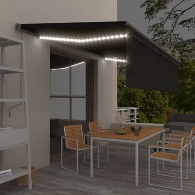 Produktbild von The Living Store Markise Automatisch mit Rollo LED Windsensor 5x3m Anthrazit