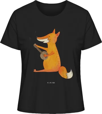 Produktbild von Mr. & Mrs. Panda Damen T-Shirt Fuchs Gitarre Größe L - Schwarz - Geschenk, Baumwollshirt, Musik, Oberteil, Optimistisch, shirt, Sänger, Sängerin, Singen, Sommershirt