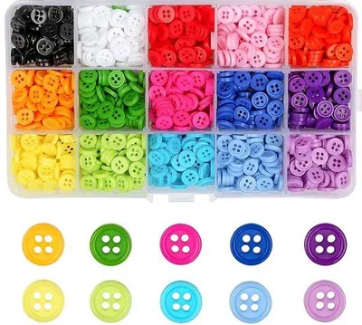 Image de Boutons en plastique 9 mm, 15 couleurs, pour la couture et le tricot