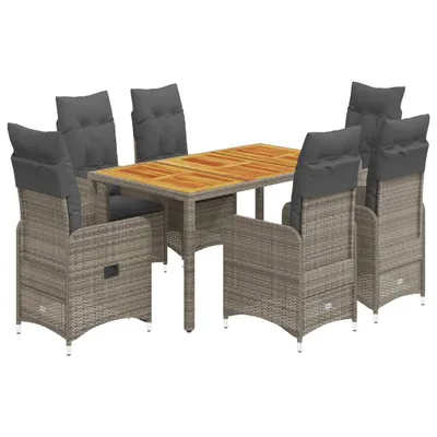 Immagine prodotto di Set Bistrò da Giardino 7 pz con Cuscini in Polyrattan Grigio