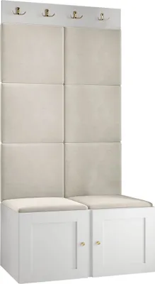 Produktbild von MIRJAN24 Garderoben-Set Orion Ramiro IV, Schuhschrank, Kleiderhakenbrett, 8x Paneel 42x42, Metallgriffe, 4 Kleiderhaken (Farbe: Weiß, Manila 02)
