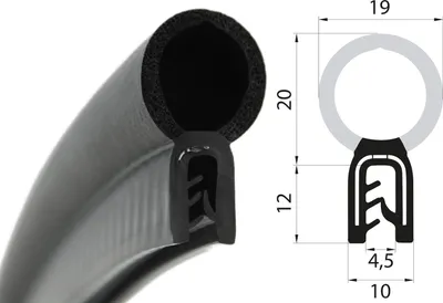 Produktbild von DO34 - EPDM Kantenschutz Dichtungs Profil Gummi Dichtung oben - Klemmbereich 1 - 2 mm