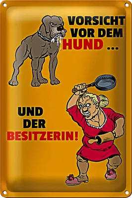 Produktbild von Blechschild Spruch 20x30cm Vorsicht vor Hund und der Besitzerin