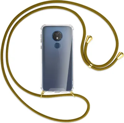 Produktbild von Handykette Backcover-Schutzhülle mit Band (Metall goldfarben) für Motorola Moto G7 Power - khaki