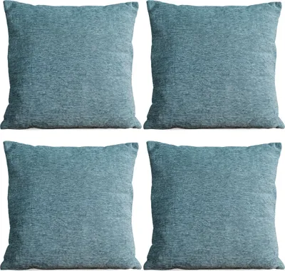 Produktbild von 4er Set Kissenhüllen 45x45 cm blau-grau meliert als weiche Dekokissen