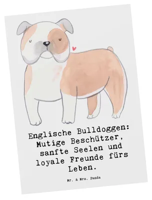 Produktbild von Mr. & Mrs. Panda Postkarte Englische Bulldogge - Weiß - Geschenk, Ansichtskarten, Hunderassen Charakter, sanfter, Familienhund, glücklicher Hund, Ansichtskarte, Grußkarte