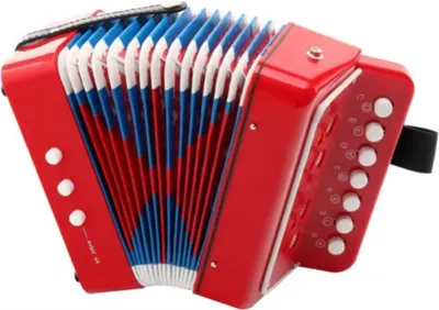 Image de Accordéon pour enfants - 7 notes, 2 basses - Instrument de musique rouge pour enfants à partir de 3 ans
