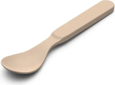 Zdjęcie produktu dla Łyżka "Starter" 13,5 cm - Wytrzymała plastikowa łyżka do jajek z zaokrąglonymi krawędziami - Łyżka wielokrotnego użytku do musli, kawy, herbaty i jogurtu - śmietana