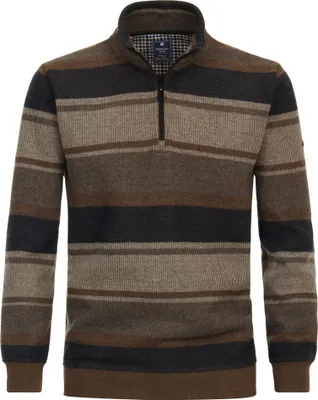Produktbild von REDMOND Casual Herren Sweat-Troyer Langarm Regular-Fit Braun gestreift S