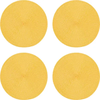 Produktbild von Tischset 4er Set Honig rund 35 cm Ø Platzset abwaschbar Platzdeckchen geflochtene Optik