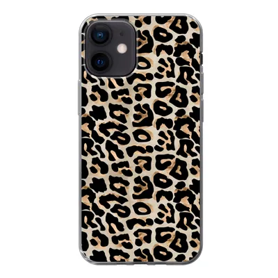 Produktbild von MuchoWow® Handyhülle Schutzhülle Hülle für iPhone 12 Pantherdruck - Braun - Luxus Silikon Softcase Handy Hülle - Schutzhülle