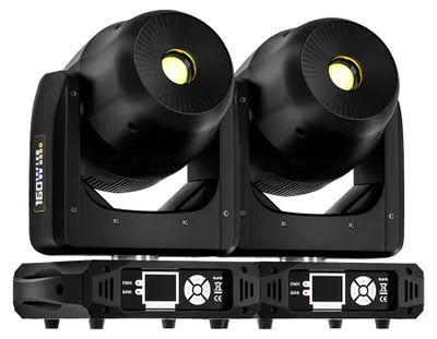 Zdjęcie produktu dla Światło sceniczne LED z ruchomą głowicą - oświetlenie sceniczne DMX - zestaw 2 sztuk, 160 W - 8 pryzmatów - 7 kolorów - 6 szablonów (gobos) - obrotowe - wtyczka EU