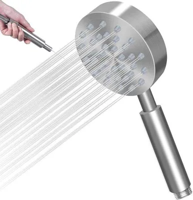 Produktbild von Edelstahl-Regenwasserduschkopf mit Wasserverbrauchsoptimierung, Hochdruckstrahlung, intensivem Wasserstrahl, ideal für Sauna, Wellness und Badewannen.