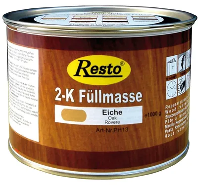 Produktbild von Resto 2K Füllmasse 500g Mooreiche, 2K Spachtel, Holzkitt, Holzspachtel auf Polyesterbasis, schnell trocknend, beizbar, überstreichbar
