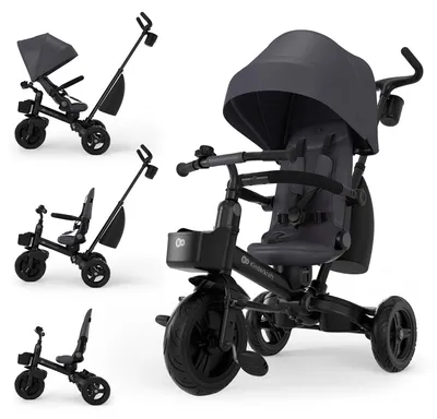 Image de Kinderkraft Aveo 2 PRO, tricycle 6 en 1, siège Click&Twist, pliable, couleur gris