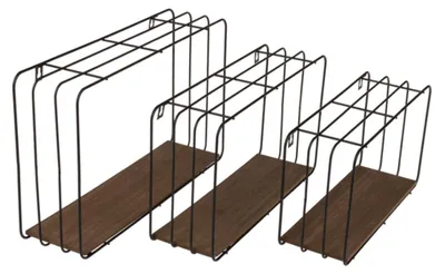 Produktbild von Hängeregal aus Metall mit Holzboden Wandboard schwarz Wandregal-Set
