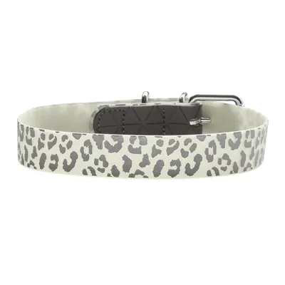 Produktbild von HUNTER Halsband Convenience Reflect Glow weiß Leopardenmuster 40