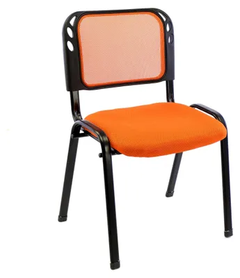 Produktbild von Bürostuhl Konferenzstuhl Besucherstuhl orange gepolsterte Sitzfläche stapelbar 52,5 x 45 x 80 cm Metallrahmen schwarz