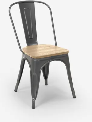 Image de stuhl im industriestil design küche bar steel wood top light - Dunkel Grau