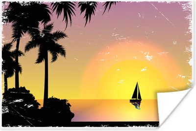 Produktbild von MuchoWow® Poster Segelboot - Palme - Sonne 60x40 cm - Schlafzimmerdekoration