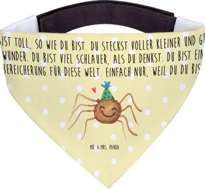 Produktbild von Mr. & Mrs. Panda Bandana Spinne Agathe Party - Gelb Pastell - Geschenk, Halstuch Hund, Motivation, Schal Hunde, Selbstliebe, für, Glück, Wunder