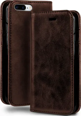 Produktbild von moex® Klapphülle kompatibel mit iPhone 7 Plus / iPhone 8 Plus - Hülle mit Kartenfach, Erdbraun