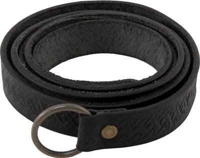 Produktbild von Langgürtel mit keltischem Knotenmuster Leder mit Ring 190 cm Schwarz