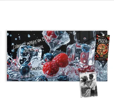 Produktbild von Magnettafel 100x50cm Pinnwand Whiteboard beschreibbar - Beeren Eiswürfel