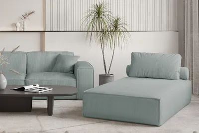 Productafbeelding van Chaiselongue, ligbed, loungebank CELES PREMIUM, bekleed met stof Scala in de kleur saffierblauw