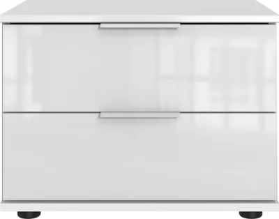 Image de Nachtschrank >Danzig< in WEISS + GLAS WEISS - 52x40x38cm (BxHxT)