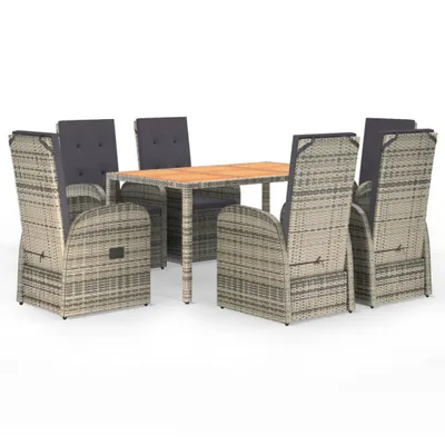 Immagine prodotto di vidaXL set da pranzo da giardino 7 pezzi con cuscini in polirattan grigio