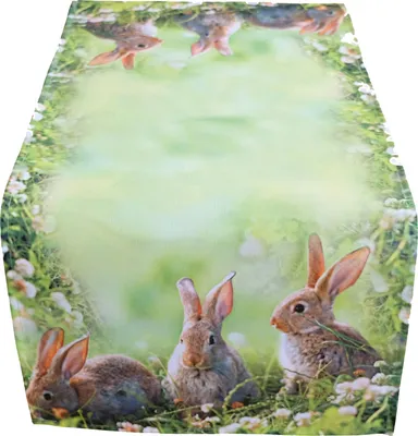 Produktbild von Tischwäsche Osterhasen im Gras Farbe grün 40 x 90 cm