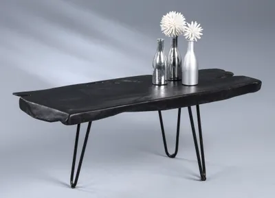 Produktbild von Couchtisch Tallus in schwarz - Teakholz schwarz lackiert - 100x40x40cm