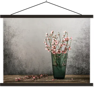 Produktbild von MuchoWow® Textilposter Blumen - Rosa - Stilleben 120x90 cm mit schwarzem Rahmen - Aufhänger für Poster
