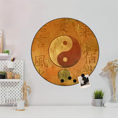 Zdjęcie produktu dla Tablica magnetyczna stalowa czarna okrągła 47cm Yin Yang