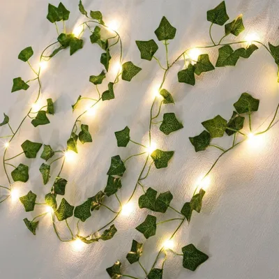 Kunstklimop-Lichterkette 2 m, 20 warmweiße LEDs, batteriebetrieben