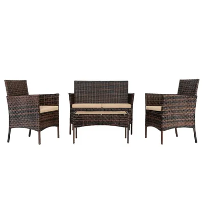 Produktbild von FCH Gartenmöbel Set,Polyrattan Lounge Gartengarnitur,Sofa & 2 Stühle - braun