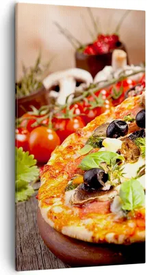 Produktbild von Bild auf Leinwand - Leinwandbild - Pizza Essen Italien Tradition - 55x100cm - Wand Bild - Wanddeko - Leinwanddruck - Bilder - Kunstdruck - Wanddekoration - Leinwand bilder - Wandkunst - PA55x100-2791
