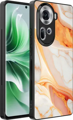 Produktbild von Smartphonica Handyhülle Geeignet für Oppo Reno 11 mit Marmor  druck - TPU Rückseite Fall Marmor Design - Orange