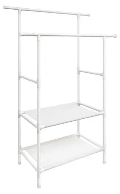 Produktbild von Kleiderständer mit 2 Stangen – Eisenrohre – Weiß – 112 x 49 x 177 cm