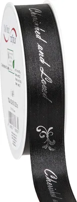 Produktbild von Trauerband Schwarz Silber Cherished 25mm Dekoration Beileid 25m
