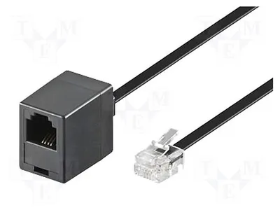 Zdjęcie produktu dla 1 x Kabel: Gniazdo RJ11, wtyk RJ11, długość 6 metrów, kolor czarny, 68260, kabel do połączenia telefonu